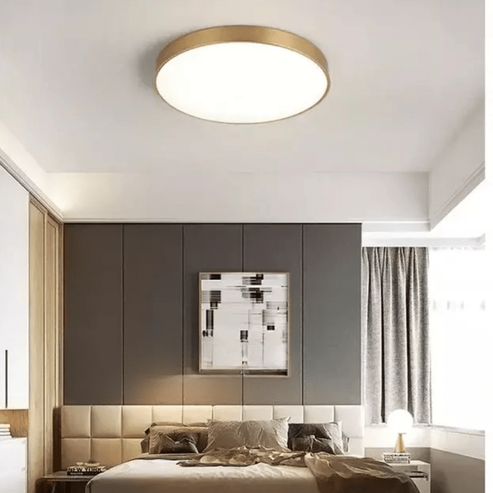 Luminária de Teto Decorativa Dourada Redonda LED - eFlix