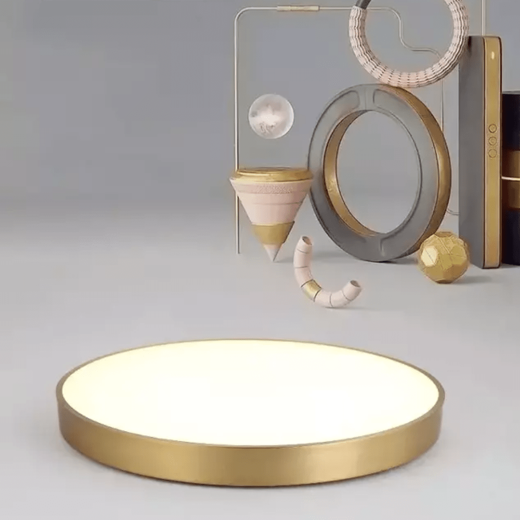 Luminária de Teto Decorativa Dourada Redonda LED - eFlix